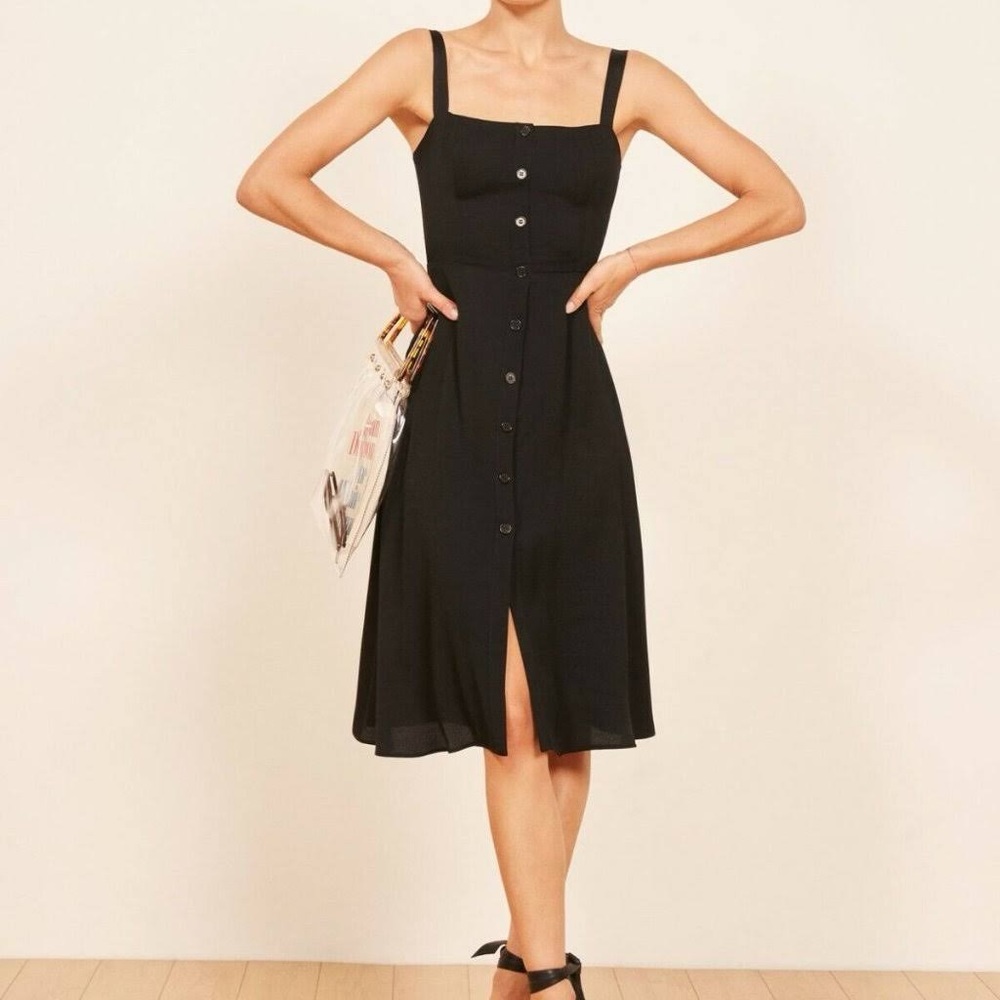 Reformation Black Button Down Dress in Size 0